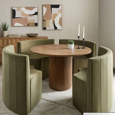 BOXED CARINA 120cm ROUND DINING TABLE WITH 4 CHAIRS (4 BOXES)