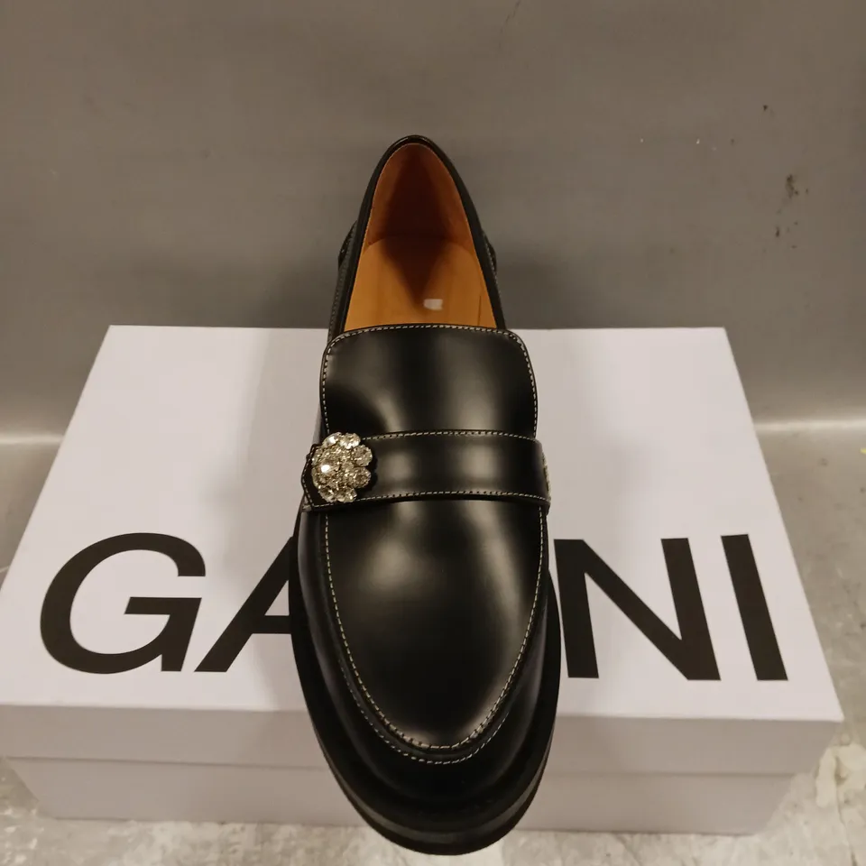 BOXED PAIR OF GANNI SLIP ON SHOES IN BLACK - 6.5