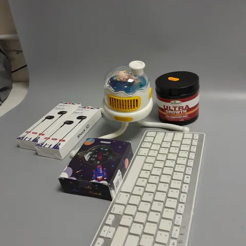 LOT OF 6 ASSORTED ITEMS TOO INCLUDE HAIR GROWTH CREAM , KEYBOARDS AND HEADPHONES