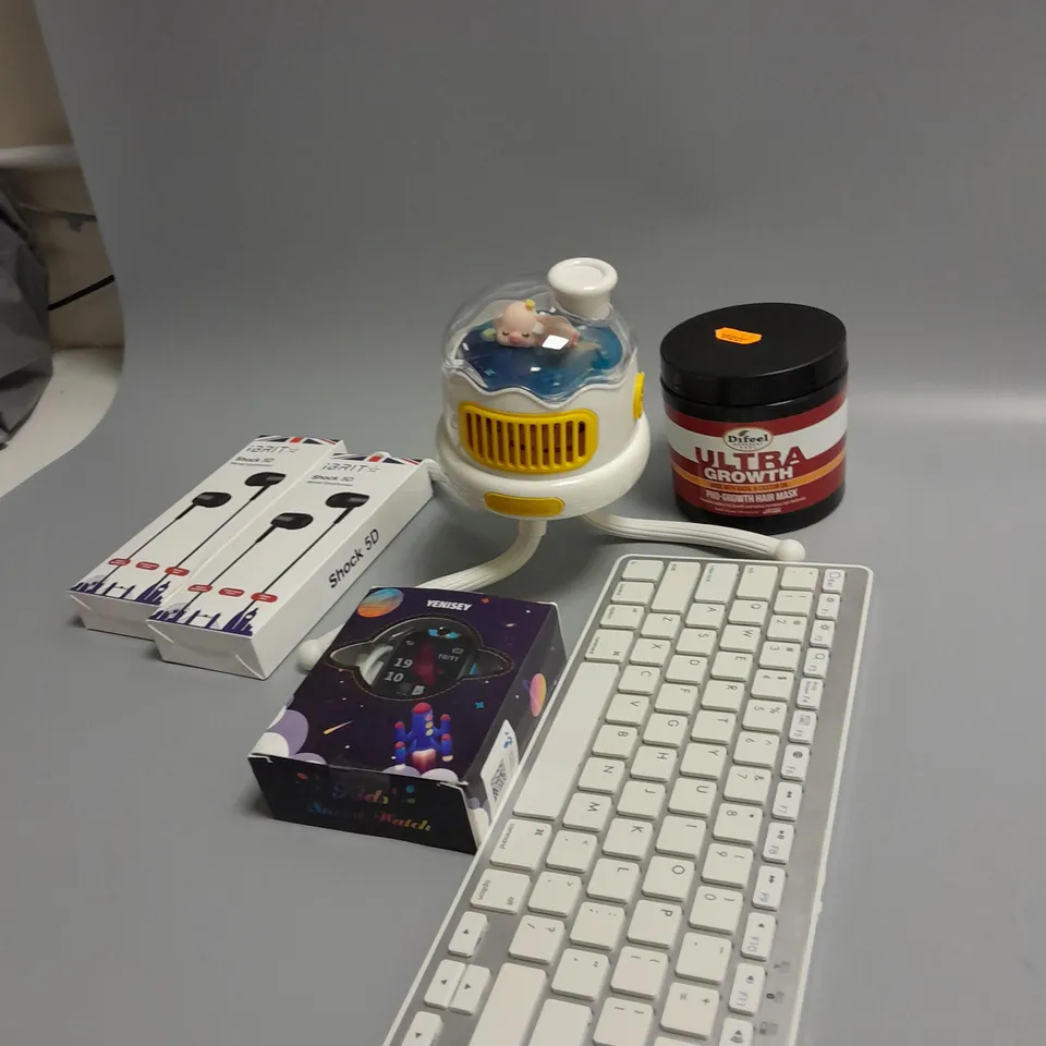 LOT OF 6 ASSORTED ITEMS TOO INCLUDE HAIR GROWTH CREAM , KEYBOARDS AND HEADPHONES 