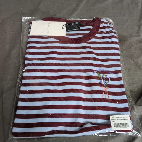 COOL TO BE KIND BRETON TOP – BURGUNDY/BLUE STRIPE – XS