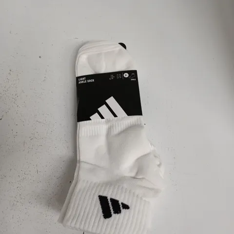 ADIDAS WHITE ANKLE SOCKS 3-PACK – SIZE L