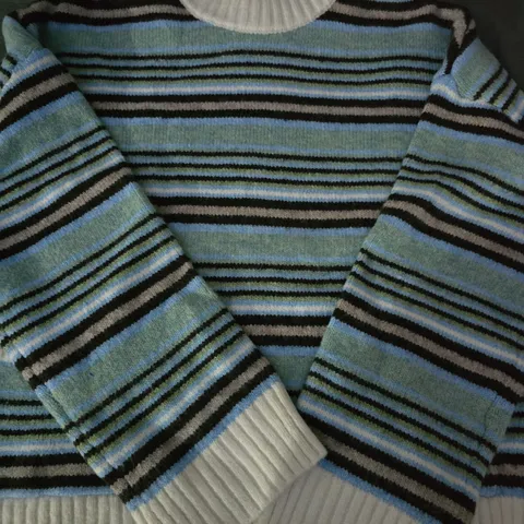 SISTER AND SEEKERS LONG SLEEVE STRIPED JUMPER IN LIGHT BLUE/MULTI SIZE XS