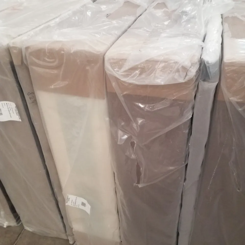BAGGED 4FT6 DOUBLE LINEN DIVAN BASE WITH HEADBOARD - 0 DRAWER - NATURAL (3 PARTS)