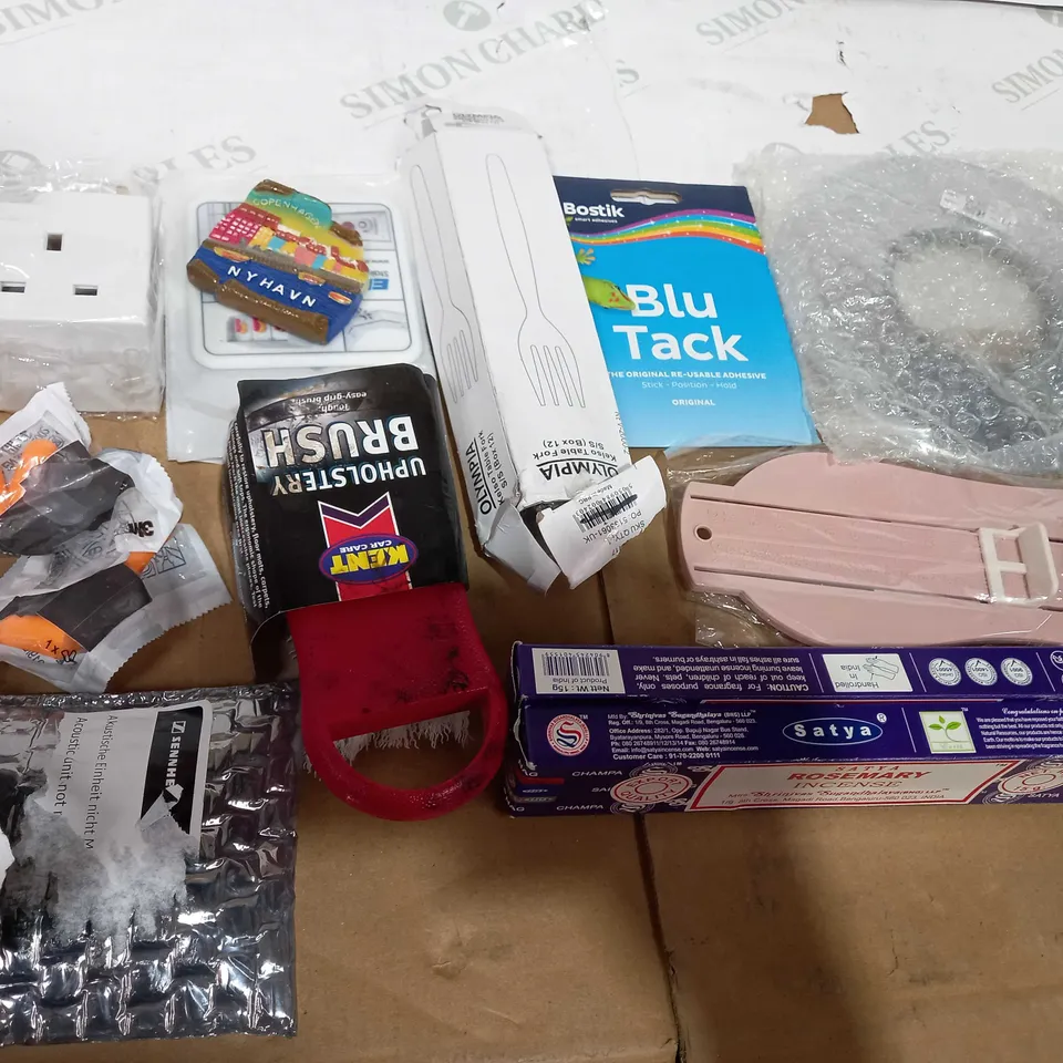 BOX OF ASSORTED HOUSEHOLD ITEMS TOO INCLUDE TV REMOTES 