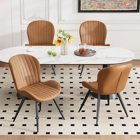 BOXED HAWTHYHOME DINING CHAIRS SET OF 4 ERGONOMICS BACKREST CHAIRS BROWN