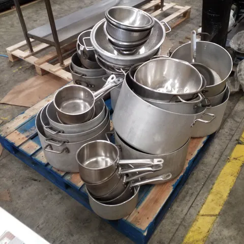 PALLET CONTAINING APPROXIMATELY 40 ASSORTED POTS & PANS 