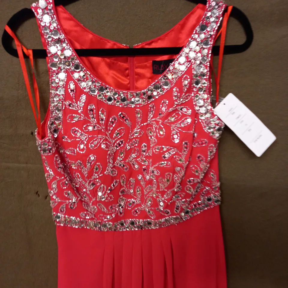 RUBY PROM RED EMBELLISHED OCCASIONAL DRESS - 16