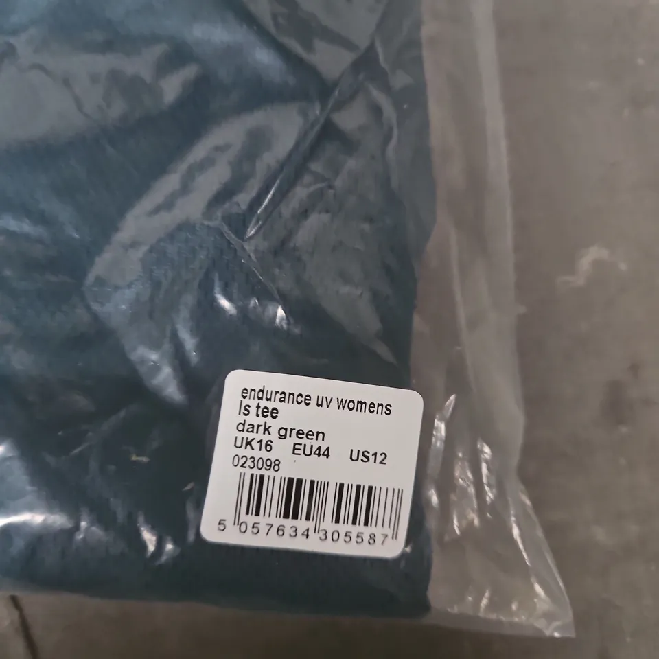 BAGGED MOUNTAIN WAREHOUSE ENDURANCE UV WOMEN'S TEE – DARK GREEN, UK16 (EU44 US12)