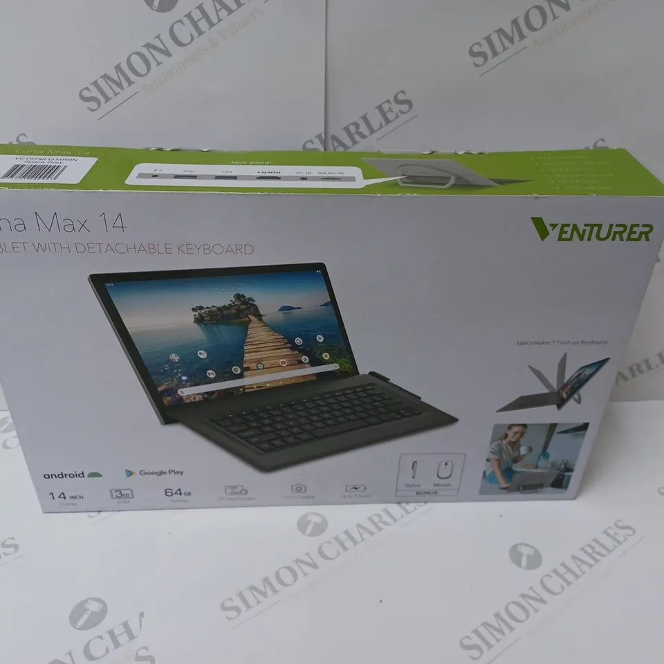BRAND NEW BOXED VENTURER LUNA MAX 14 TABLET WITH DETACHABLE KEYBOARD - SPACE GREY 64GB