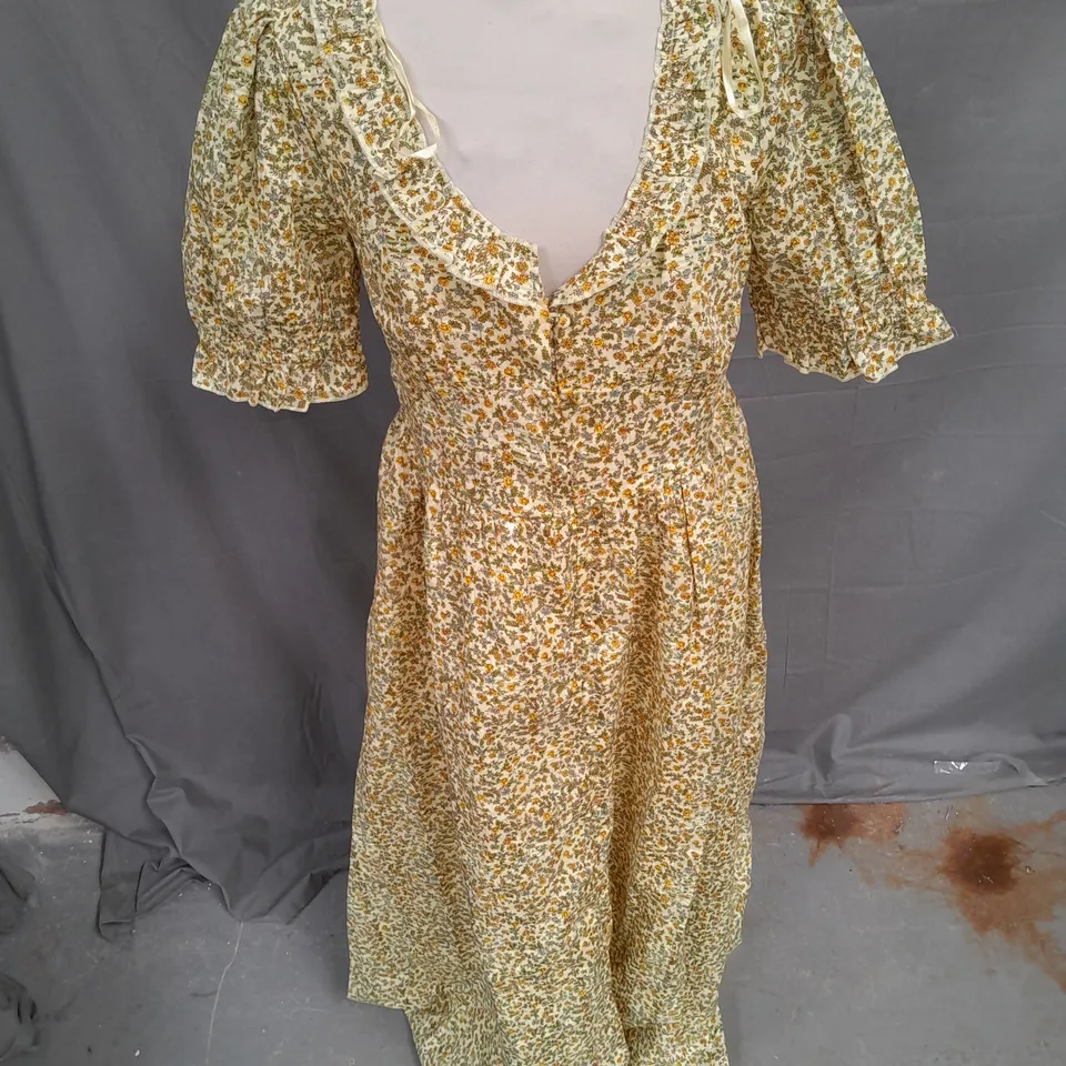 NOBODY'S CHILD FLOSSIE MIDAXI DRESS YELLOW DITSY SIZE 12