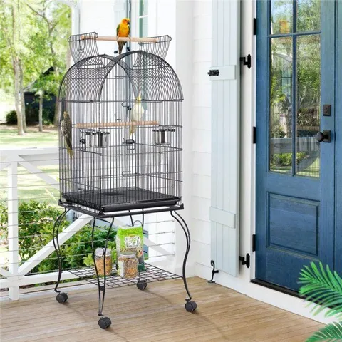 BOXED GABRIELSON 149.86CM IRON PLAY TOP FLOOR BIRD CAGE WITH WHEELS (1 BOX)