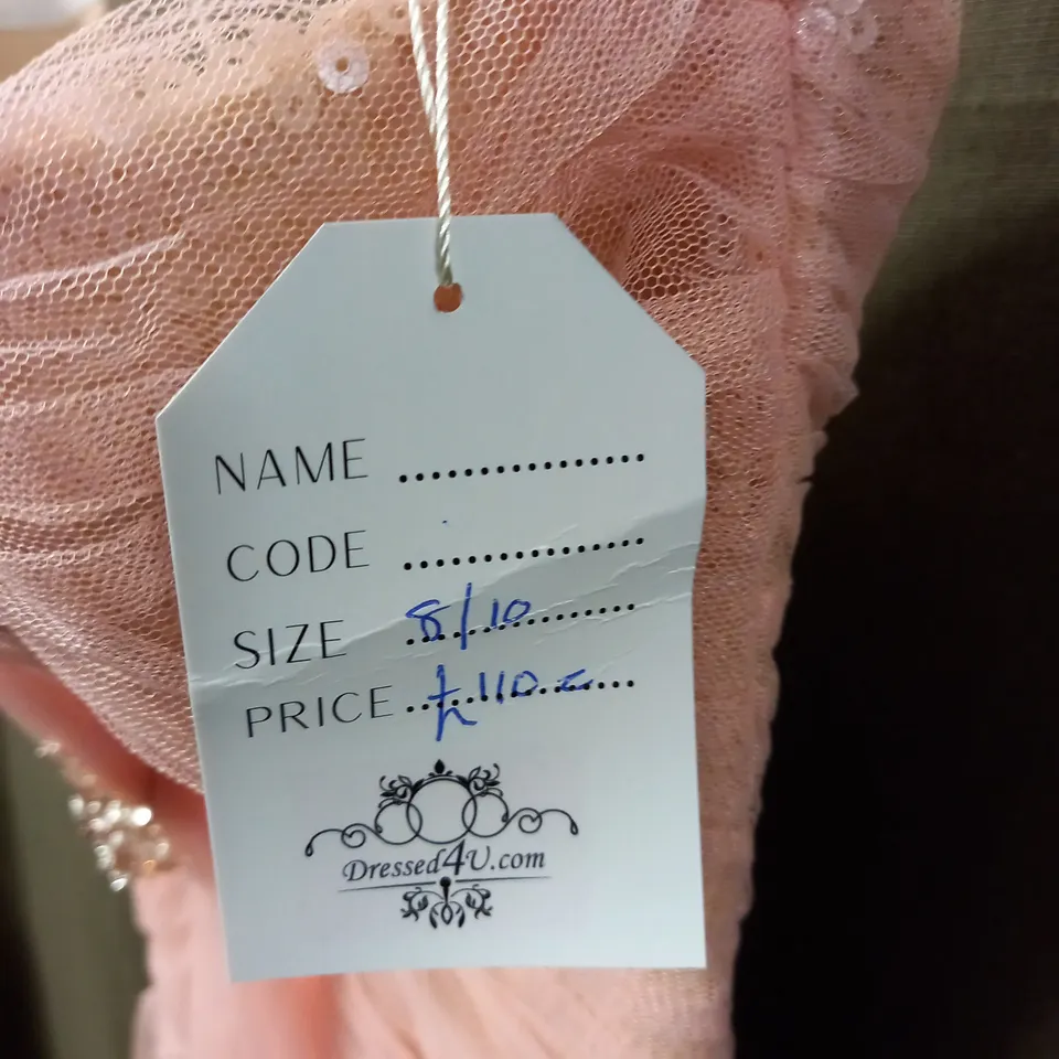 PINK NET OVERLAY EMBELLISHED OCCASIONAL DRESS - 8/10
