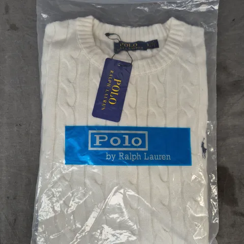 POLO RALPH LAUREN KNIT SWEATSHIRT IN WHITE SIZE SMALL