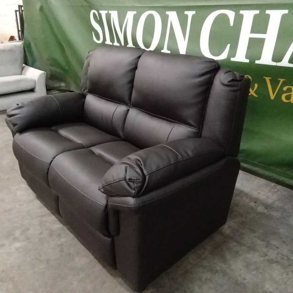 ALBION LUXURY FAUX LEATHER HIGH BACK 2 SEATER SOFA - CHOCOLATE RRP £519