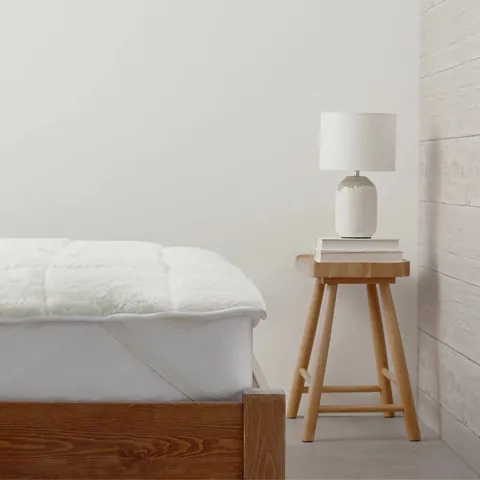 COZEE HOME SHERPA FLEECE MATTRESS ENHANCER IN WHITE