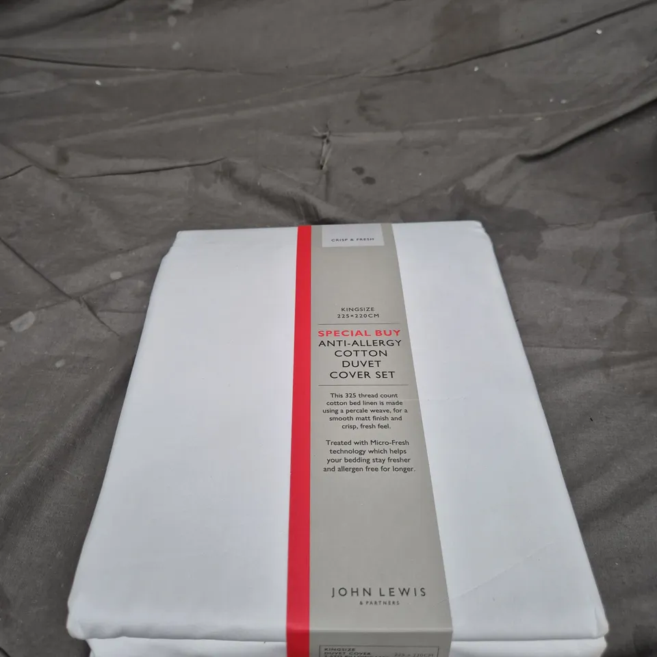 JOHN LEWIS SPECIAL BUY ANTI-ALLERGY COTTON DUVET COVER SET – KING SIZE