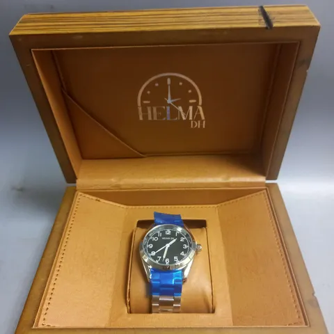 BOXED HELMA DH WATCH WITH GREEN FACE IN SILVER
