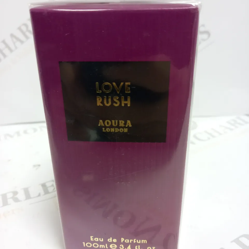 BOXED AND SEALED LOVE RUSH AQURA LONDON EAU DE PARFUM 100ML