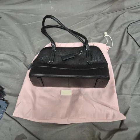 RADLEY LONDON BLACK PEBBLED LEATHER HANDBAG WITH TWIN TOP HANDLES