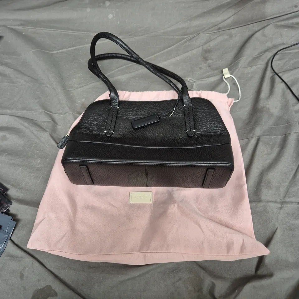 RADLEY LONDON BLACK PEBBLED LEATHER HANDBAG WITH TWIN TOP HANDLES