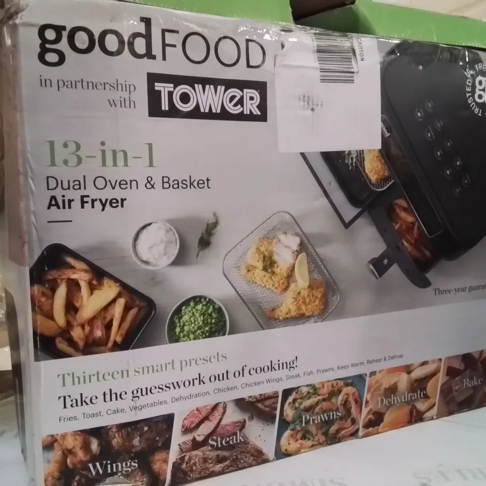 BOXED GOOD FOOD DUAL COMPARTMENT AIR FRYER OVEN