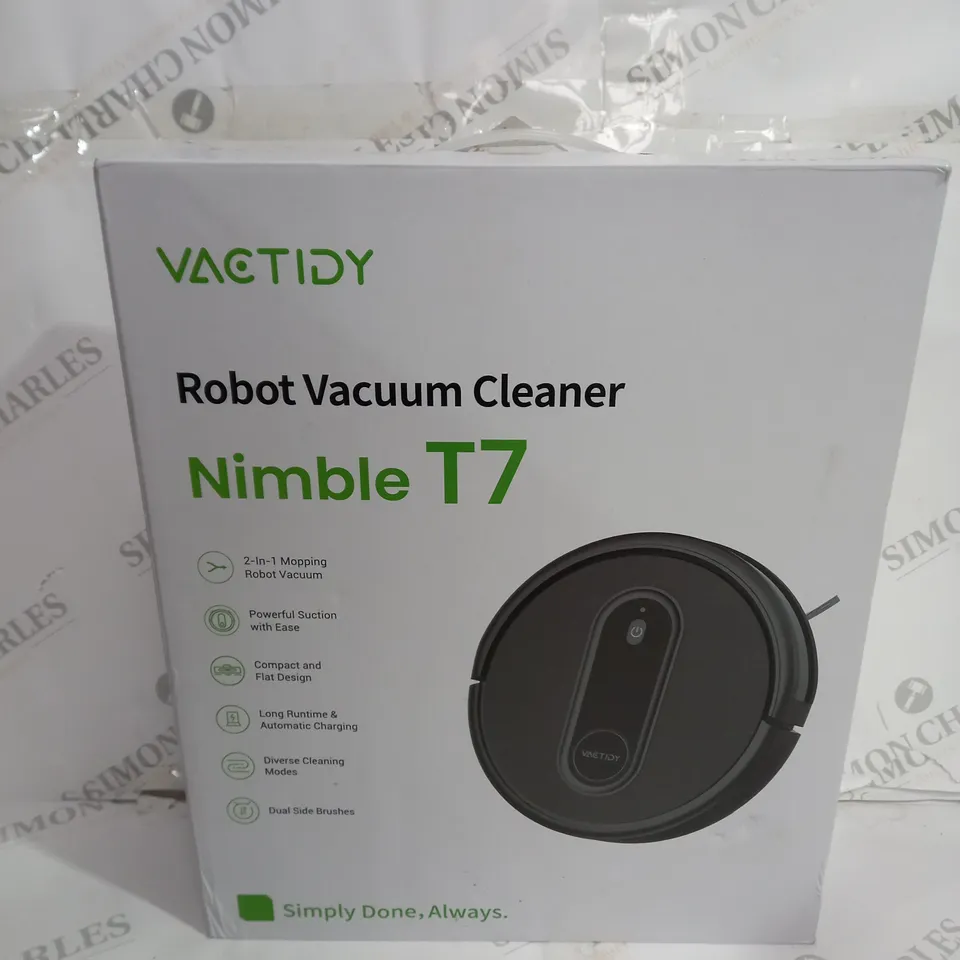 BOXED VACTIDY ROBOT VACUUM CLEANER NIMBLE T7