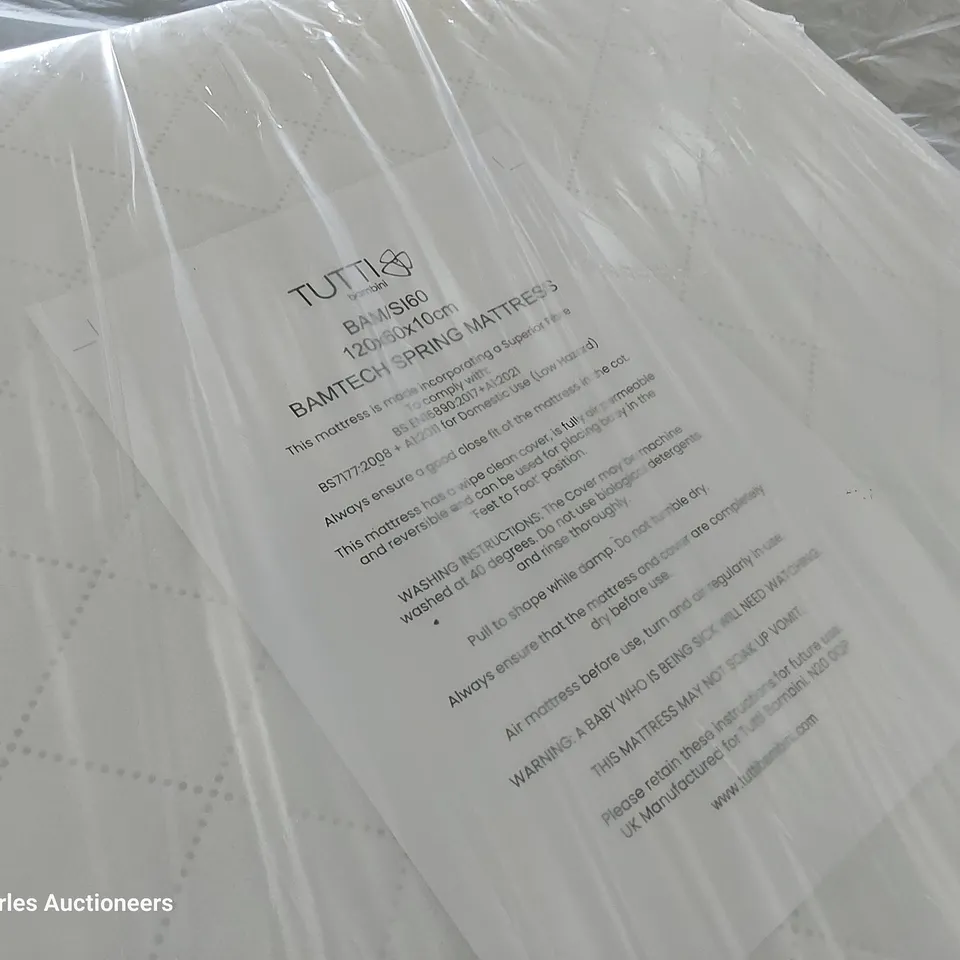 BAGGED TUTTI SPRUNG COT MATTRESS 120 × 60 × 10cm