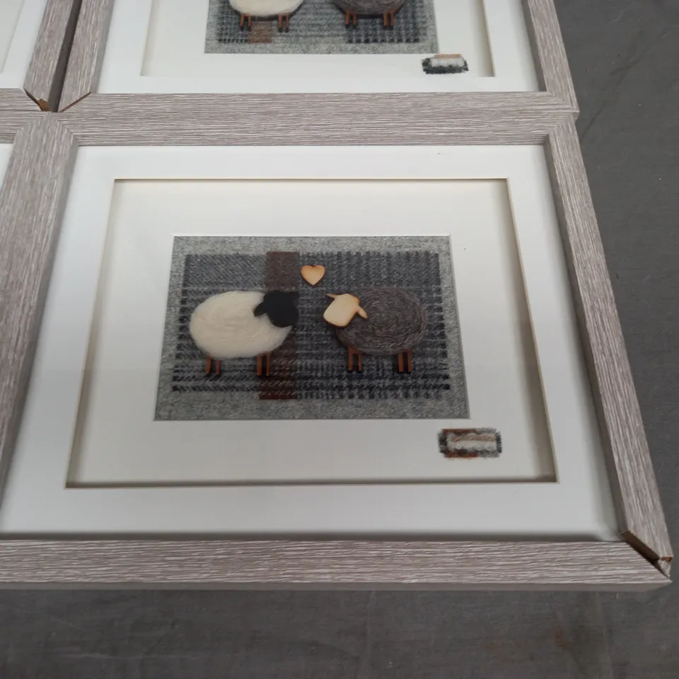 LOT OF 4 SHEEP THEMED WOODEN WALL ARTS