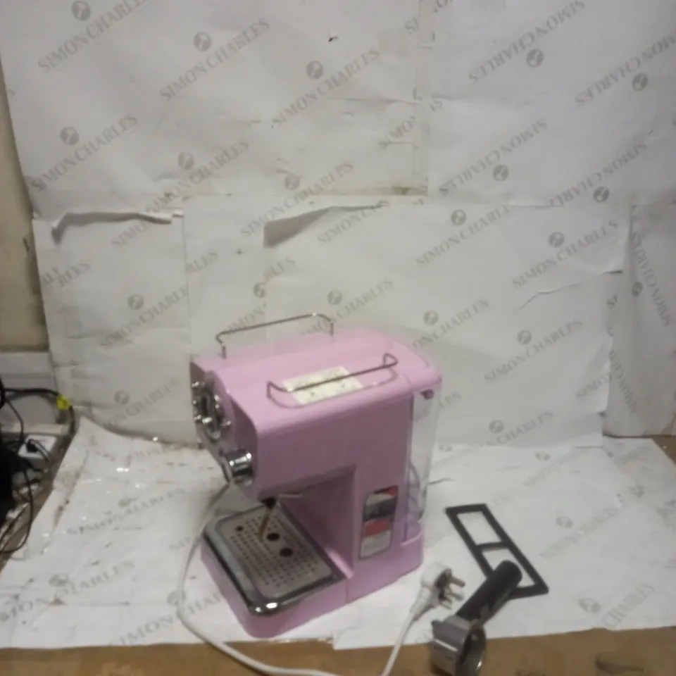SWAN RETRO PUMP ESPRESSO COFFEE MACHINE - PINK