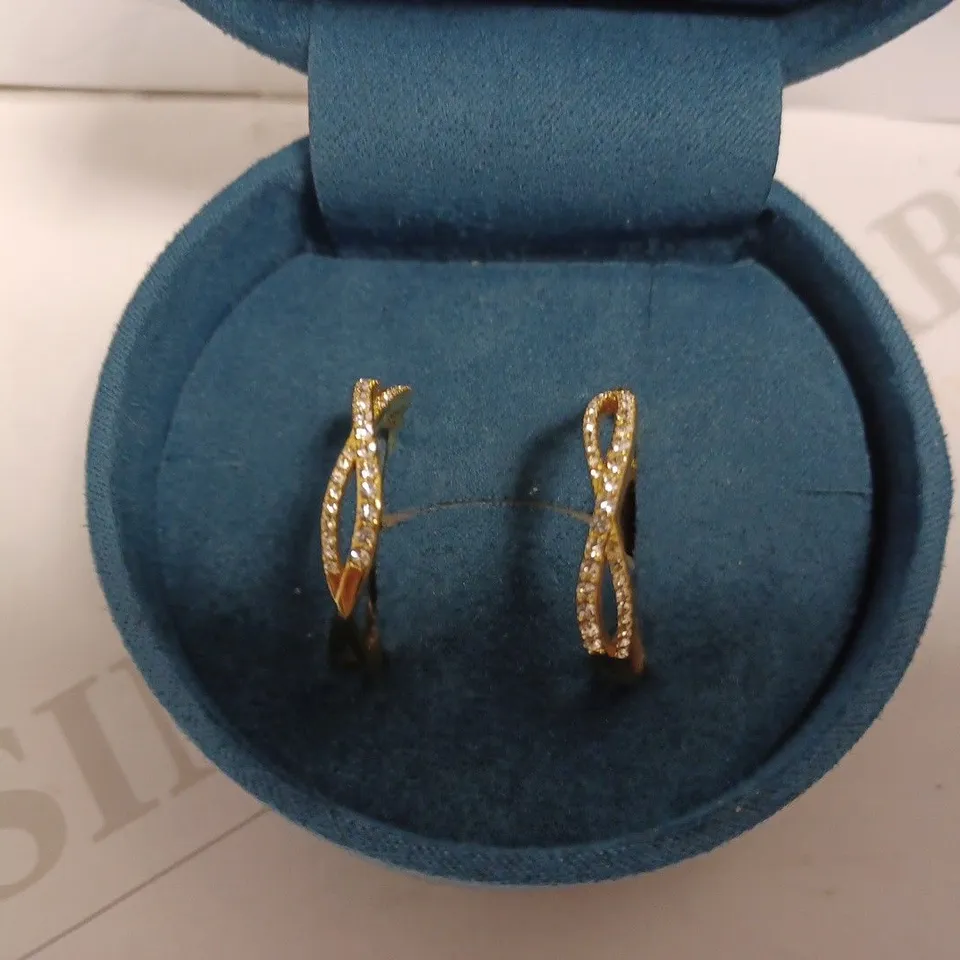 GOLD EFFECT LOOP EARRINGS WITH STONES