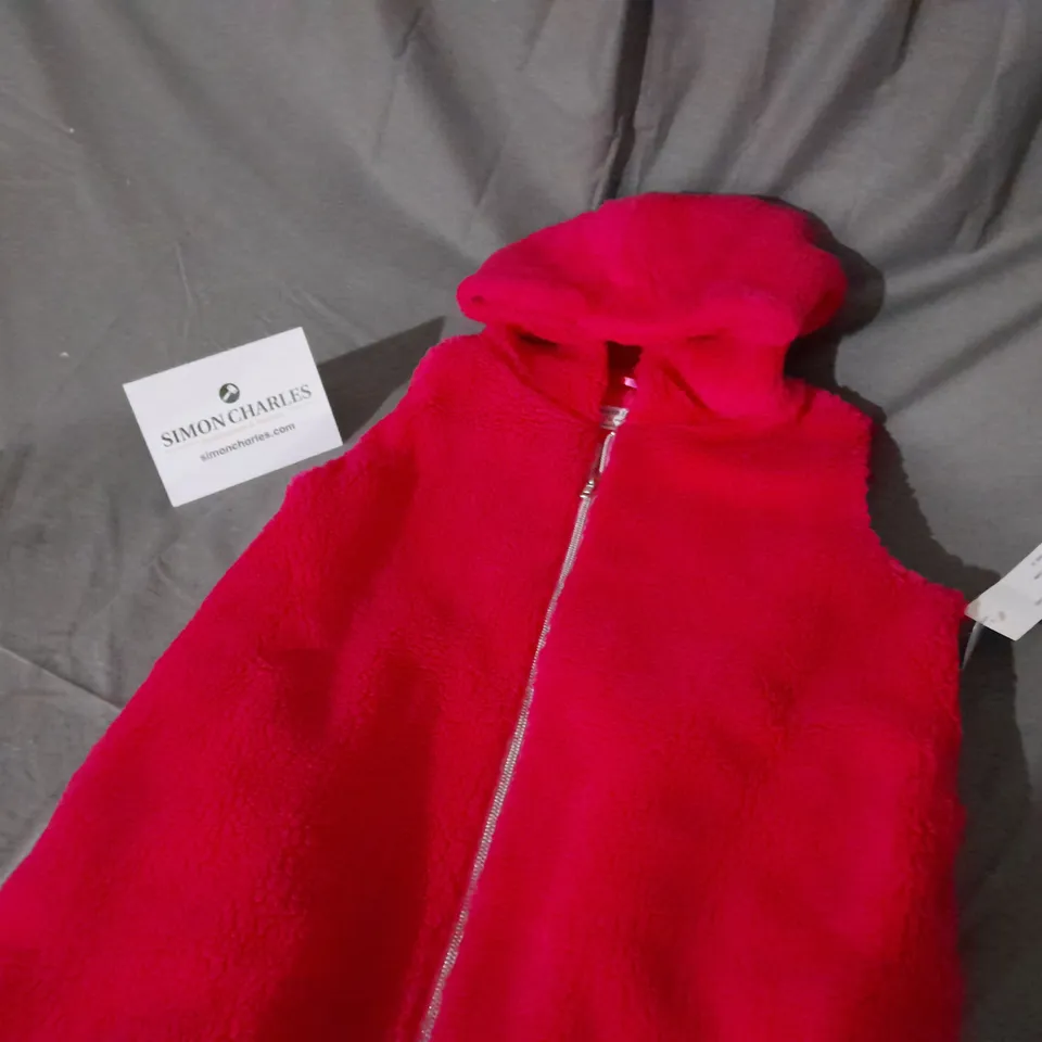 HELENE BERMAN TEDDY ZIP GILET IN PINK SIZE 12 