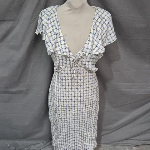 NOBODY'S CHILD ELOUISE MIDI DRESS CHERIE DITSY WHITE – UK 14