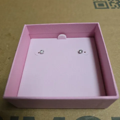 SWAROVSKI CUBIC ZIRCONIA ROUND STUD EARRINGS IN PINK PRESENTATION BOX
