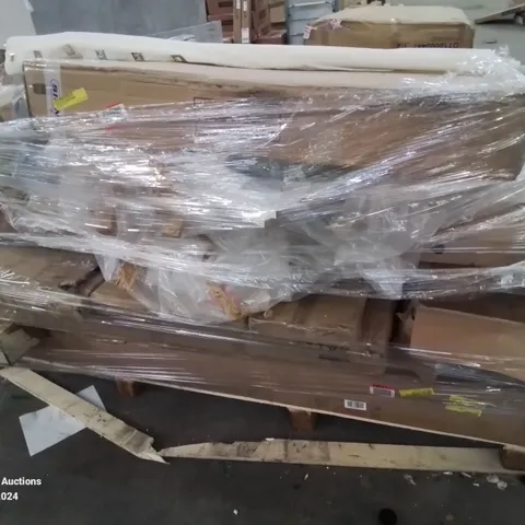 PALLET CONTAINING VARIOUS INCOMPLETE BOXED FURNITURE PARTS AND OTHER HOUSEHOLD ITEMS ETC.