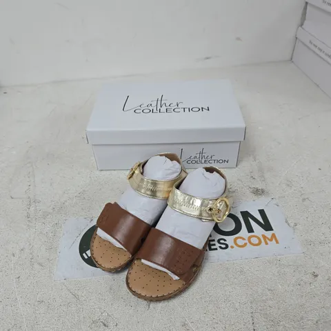 LEATHER COLLECTION NATASHA SANDALS – TAN, SIZE 4