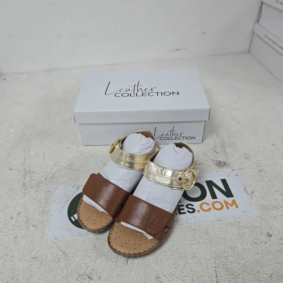 LEATHER COLLECTION NATASHA SANDALS – TAN, SIZE 4