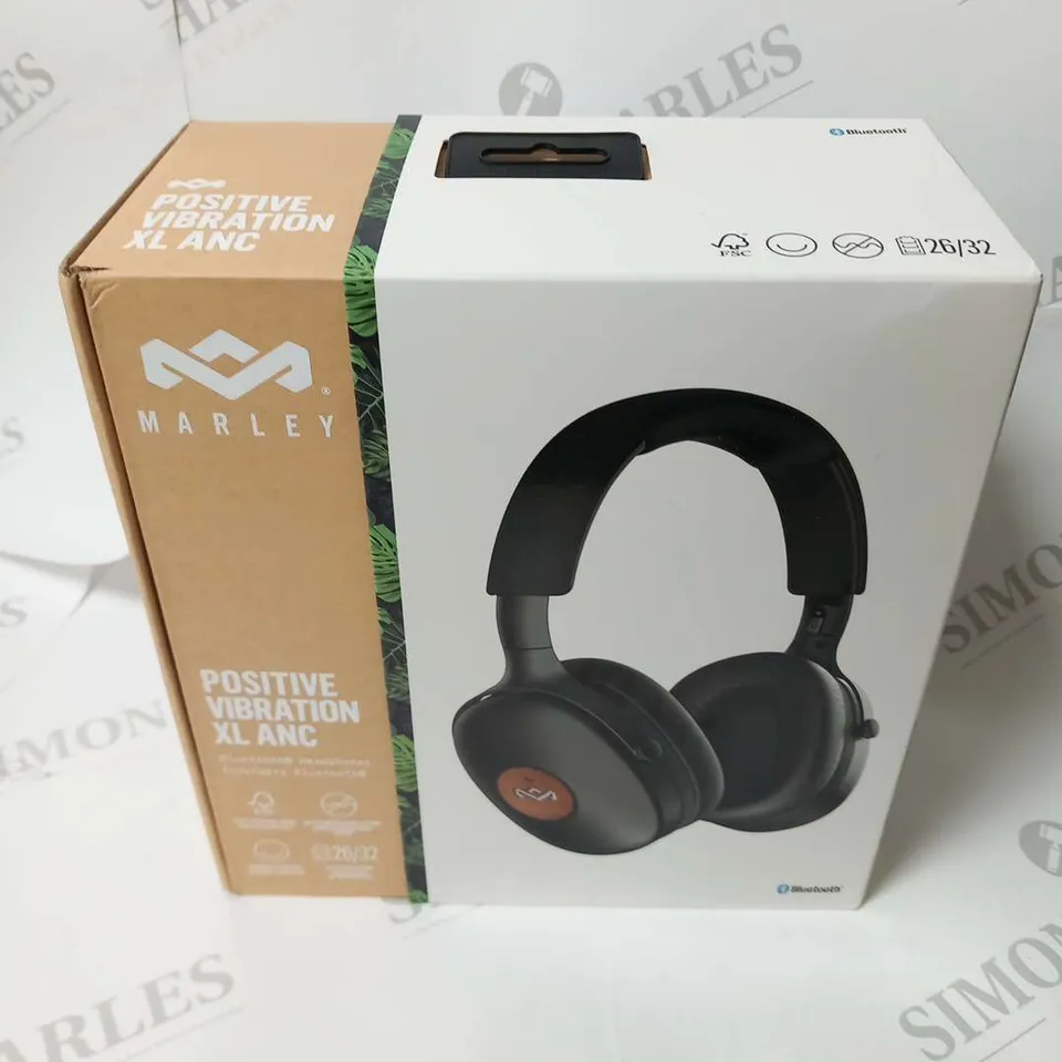 BOXED HOUSE OF MARLEY POSITIVE VIBRATION XL ANC BLUETOOTH HEADPHONES 