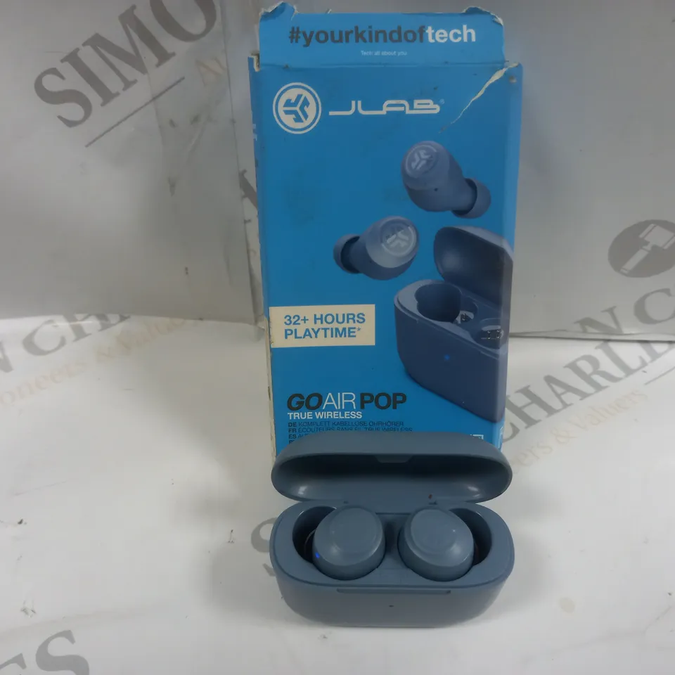 BOXED JLAB GO AIR POP TRUE WIRELESS EARBUDS IN TURQUOISE