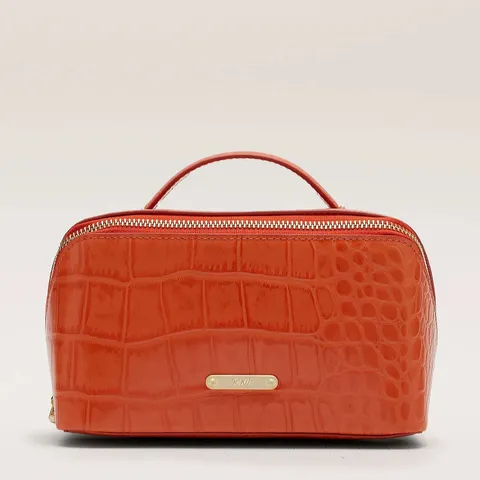 RUTH LANGSFORD LAY FLAT LEATHER MAKE UP BAG