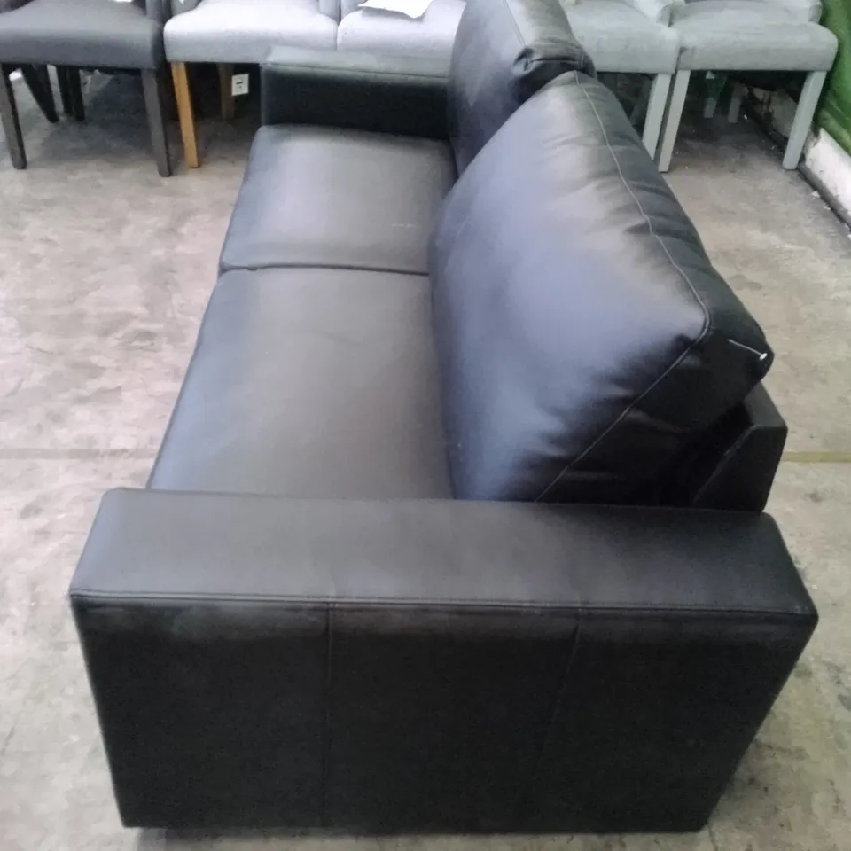 QUALITY DESIGNER BALTIMORE 3 SEATER SOFA - BLACK LEATHER