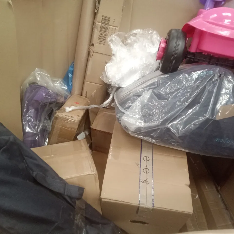 PALLET OF ASSORTED ITEMS INCLUDING NEWDAY CEILING FAN, NARROW BEZEL LED DISPLAY, INNOTIC ELECTRIC CLOTHES AIRER, SHOWER SEAT, WARDROBE PARTITION 