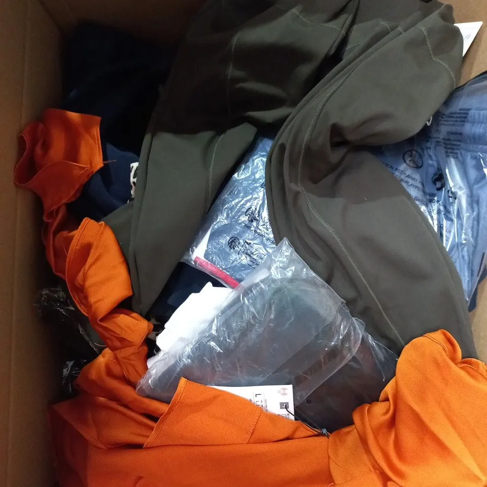 APPROXIMATELY 25 ASSORTED CLOTHING PRODUCTS IN VARIOUS STYLES & SIZES