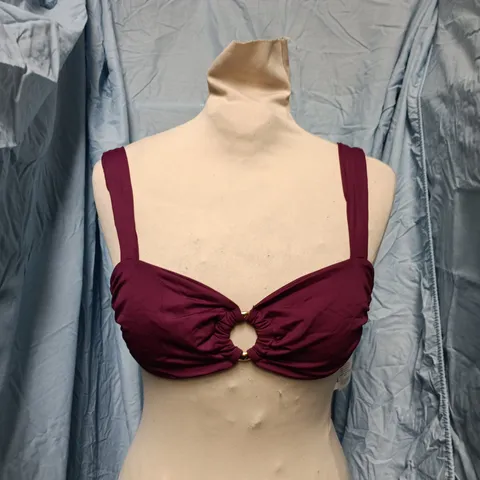 TOCO PARIA TOP – PLUM, WOMEN'S SIZE S, GOLD RING FRONT DETAIL