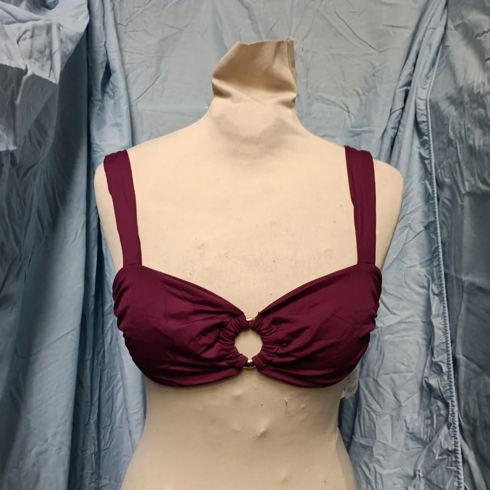 TOCO PARIA TOP – PLUM, WOMEN'S SIZE S, GOLD RING FRONT DETAIL