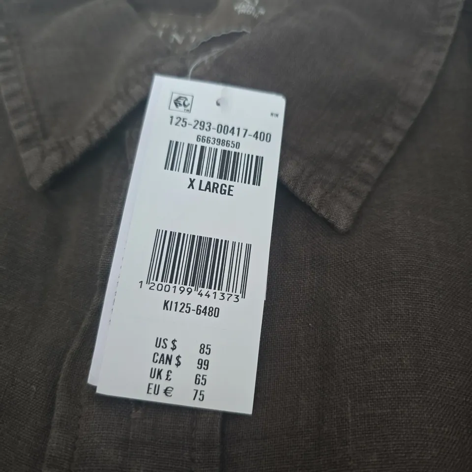 THE A&F LINEN COLLECTION LINEN SHIRT – BROWN – X LARGE