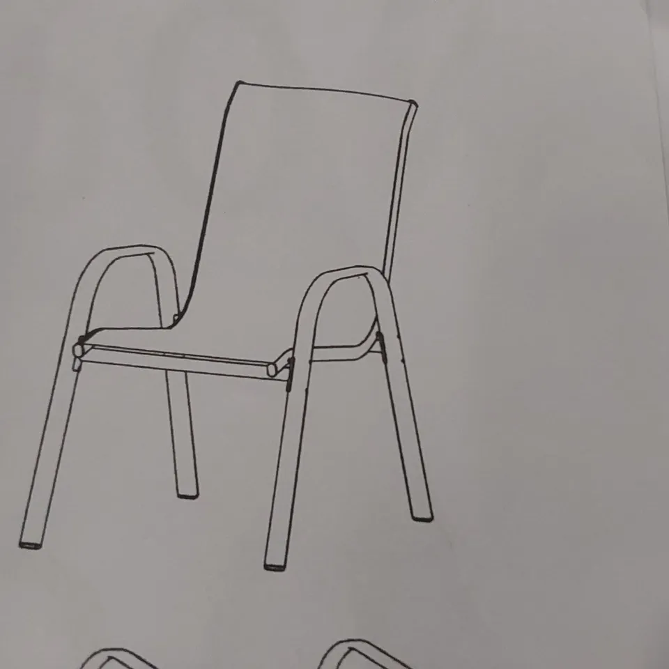 BOXED SET OF APPROXIMATELY 4 OUTDOOR DINING GARDEN CHAIRS (1 BOX)