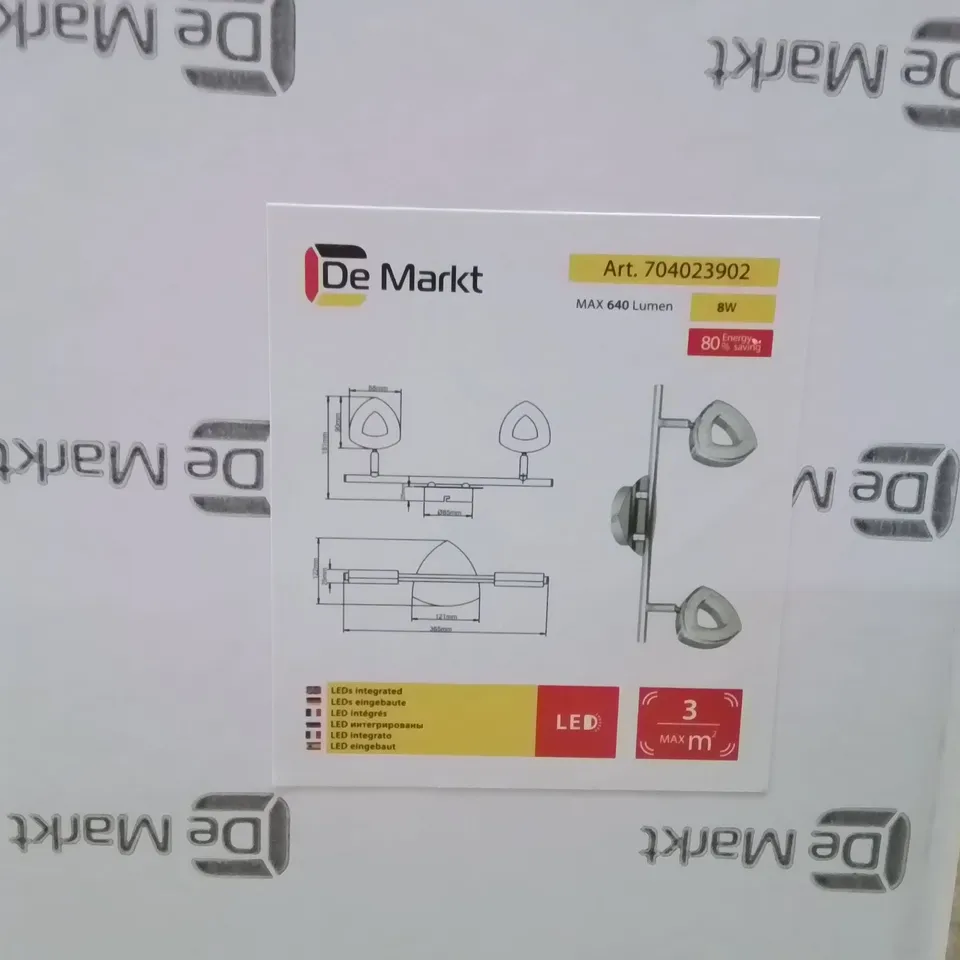 BOXED DE MARKT 2 BULB LED WALL LAMP 