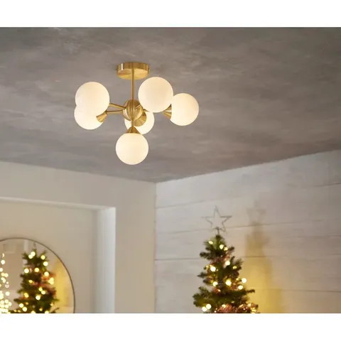 BOXED ANTEBI GLASS SEMI FLUSH MOUNT 