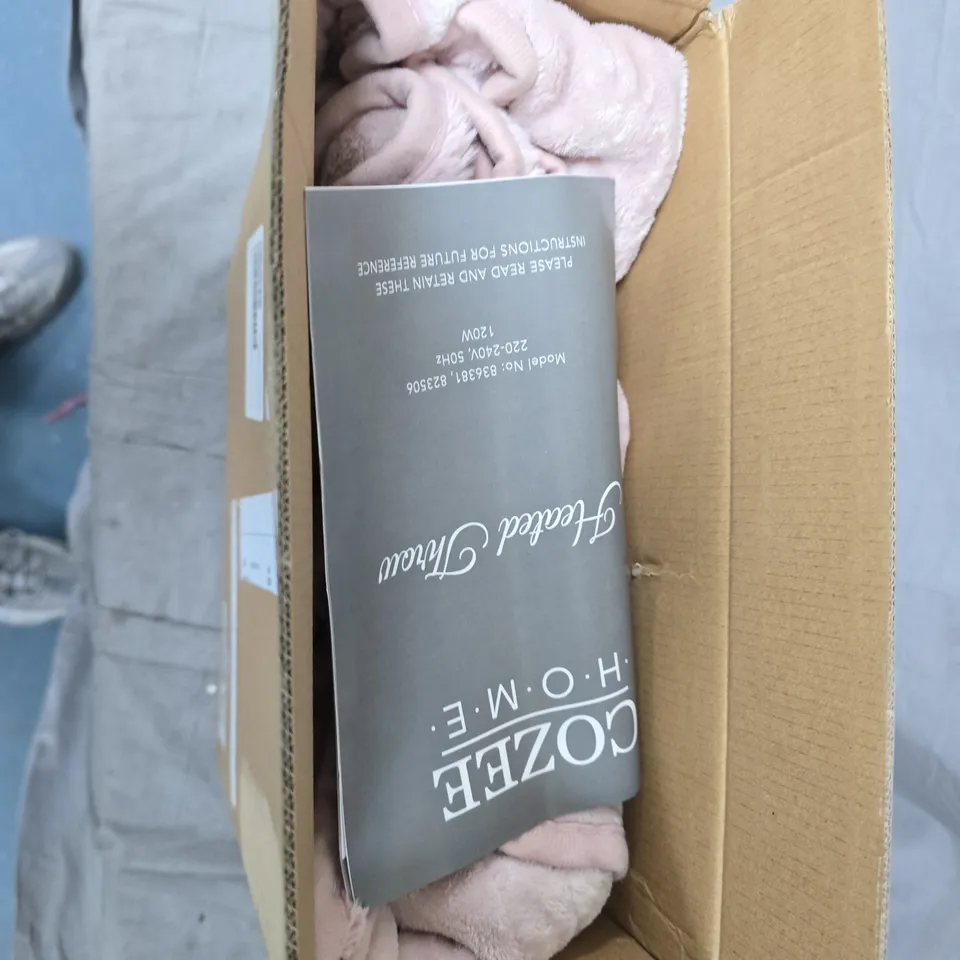 COZEE HOME FAUX FUR AND VELVETSOFT HEATED THROW WITH 9 HEAT SETTINGS PINK